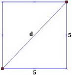 Find the diagonal of a square whose sides are 5cm long