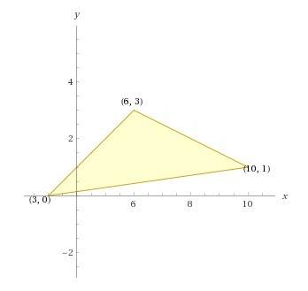 Triangle abc a(3, 0) b(10, 1) c(6, 3)