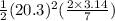 \frac{1}{2} (20.3)^2 (\frac{2 \times 3.14}{7})