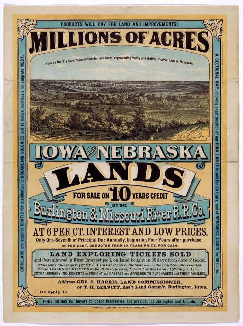 What happened as a result of offers like the one shown on this 1872 poster ?
