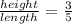 \frac{height }{length} =\frac{3}{5}