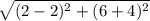 \sqrt{(2-2)^2+(6+4)^2}