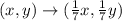 (x,y)\rightarrow (\frac{1}{7}x,\frac{1}{7}y)