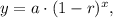 y=a\cdot (1-r)^x,