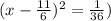 (x-\frac{11}{6})^2=\frac{1}{36})