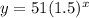 y= 51(1.5)^x