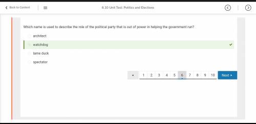 Which name is used to describe the role of a political party that is out of power in  the government