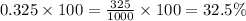 0.325 \times 100 = \frac{325}{1000} \times 100 = 32.5\%
