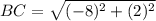 BC=\sqrt{(-8)^{2}+(2)^{2}}