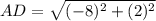 AD=\sqrt{(-8)^{2}+(2)^{2}}