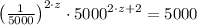 \left(\frac{1}{5000} \right)^{2\cdot z}\cdot 5000^{2\cdot z + 2} = 5000