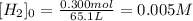 [H_2] _0=\frac{0.300mol}{65.1L}=0.005M
