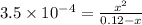 3.5\times 10^{-4}=\frac{x^2}{0.12-x}