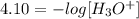 4.10=-log[H_3O^+]