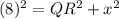 (8)^2=QR^2+x^2