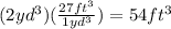 (2yd^3)(\frac{27ft^3}{1yd^3})=54ft^3