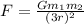 F = \frac{Gm_1m_2}{(3r)^2}