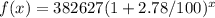 f(x)=382627(1+2.78/100)^x