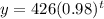 y=426(0.98)^t