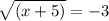 \sqrt{(x+5)} =-3