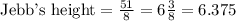 \text{Jebb's height}=\frac{51}{8}=6\frac{3}{8}=6.375