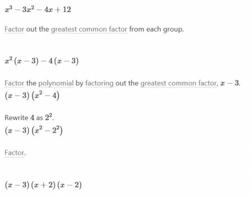 Factor the expression completely:  x³ - 3x² - 4x + 12
