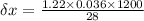 \delta x = \frac{1.22\times 0.036 \times 1200}{28}