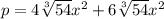 p=4\sqrt[3]{54}x^2+6\sqrt[3]{54}x^2
