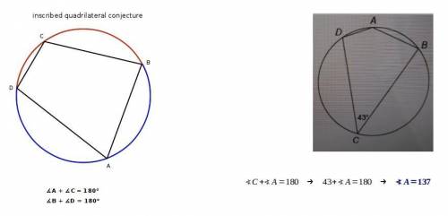 Quadrilateral abcd is inscribed in the circle. what is the measure of angle a