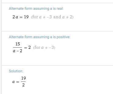 Find the value of a in the equation 5/a+3 = 3/a-2