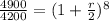 \frac{4900}{4200}=(1+\frac{r}{2})^8