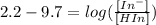 2.2-9.7=log(\frac{[In^-]}{[HIn]})