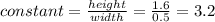 constant = \frac{height}{width} =\frac{1.6}{0.5} = 3.2