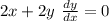 2x+2y \space\ \frac{dy}{dx}=0