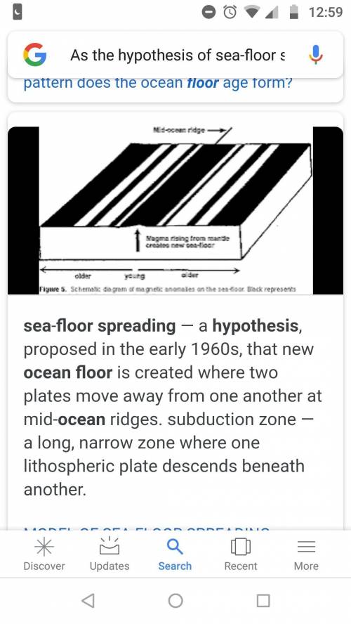 As the hypothesis of sea-floor spreading predicts, the age of the ocean floor differs with location.
