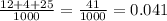 \frac{12+4+25}{1000}= \frac{41}{1000}=0.041