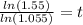\frac{ln(1.55)}{ln(1.055)}=t