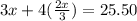 3x+4(\frac{2x}{3})=25.50