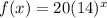 f(x)=20(14)^x