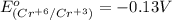E^o_{(Cr^{+6}/Cr^{+3})}=-0.13V