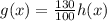 g(x)=\frac{130}{100} h(x)