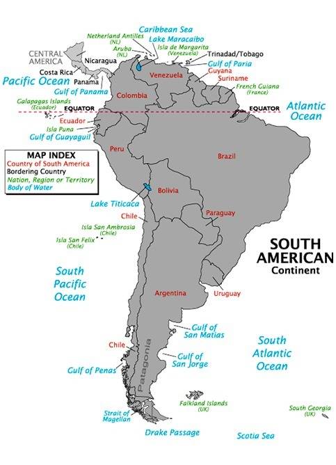 39 !  south america physical map label the following on the physical map:   1. atlantic ocean  2. pa