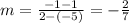 m=\frac{-1-1}{2-\left(-5\right)}=-\frac{2}{7}