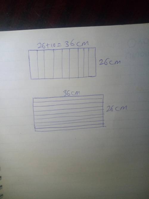 The length of a rectangular board is 10 cm longer than its with. the width of the board is 26cm. the