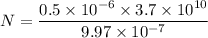 N=\dfrac{0.5\times10^{-6}\times3.7\times10^{10}}{9.97\times10^{-7}}