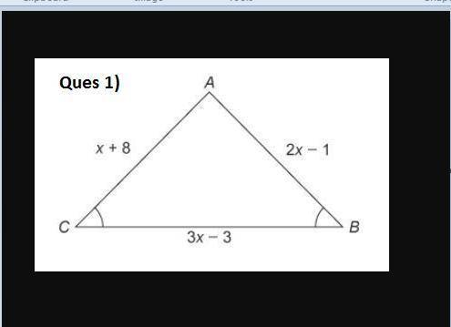 What is the length of side bc of the triangle?  enter your answer in the box. units  what is the val
