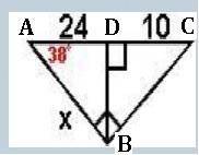 See photo. based on the diagram, all of the following are true  a) cos38 = 24/x b) sin52 = 24/x c) c