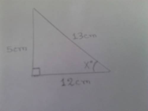 Look at the triangle:  a right angle triangle is shown with hypotenuse equal to 13 centimeters. an a