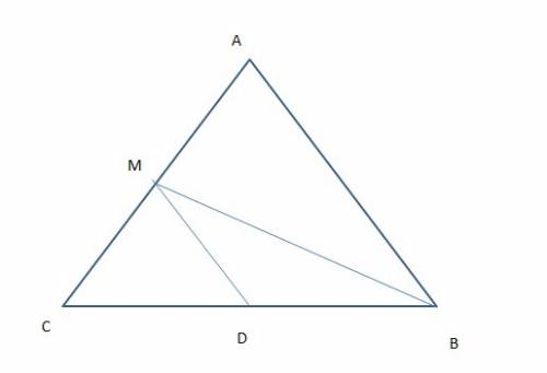 In △abc, point m is the midpoint of ac , point d is the midpoint of bc , and area of triangle bmd=6