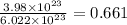 \frac{3.98\times 10^{23}}{6.022\times 10^{23}}=0.661